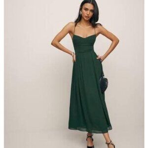 Reformation Jaelyn Midid Dress in Green Size Small